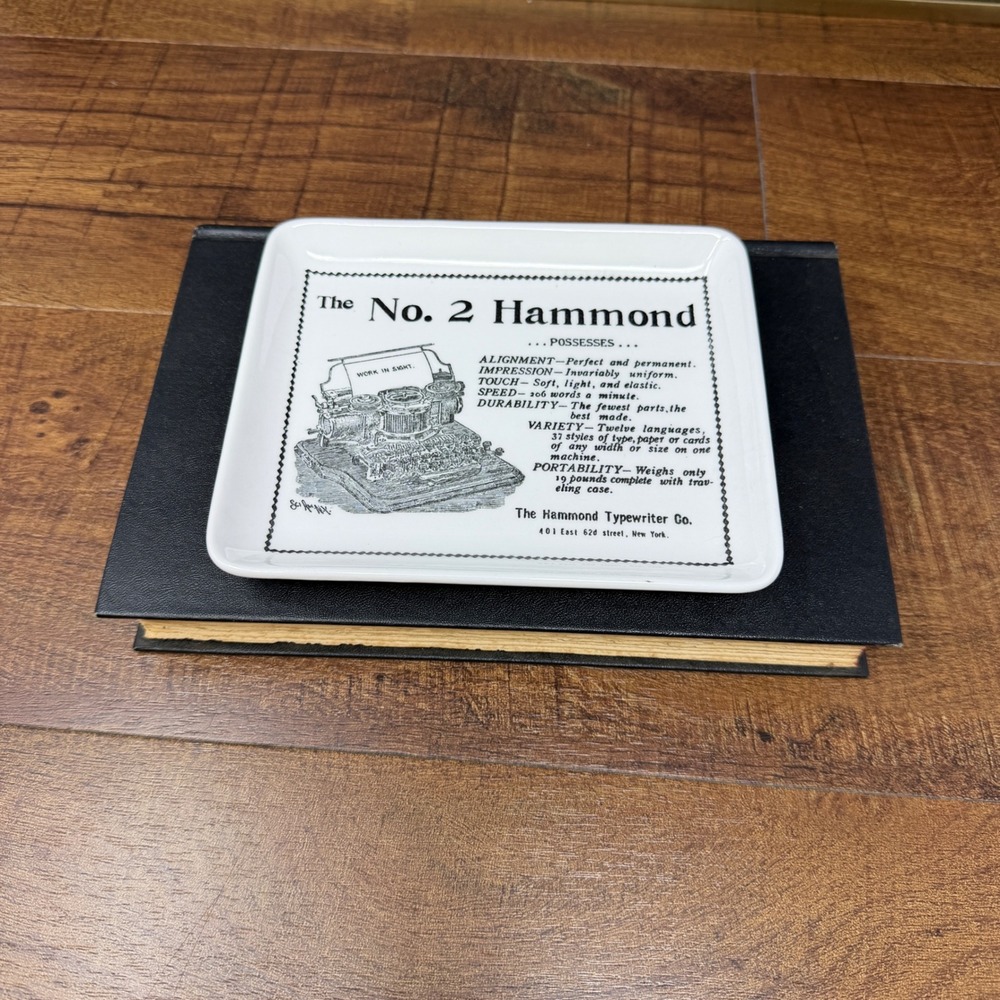 Vintage "No. 2 Hammond" Typewriter Porcelain Trinket Dish - Famous Ads 5252
